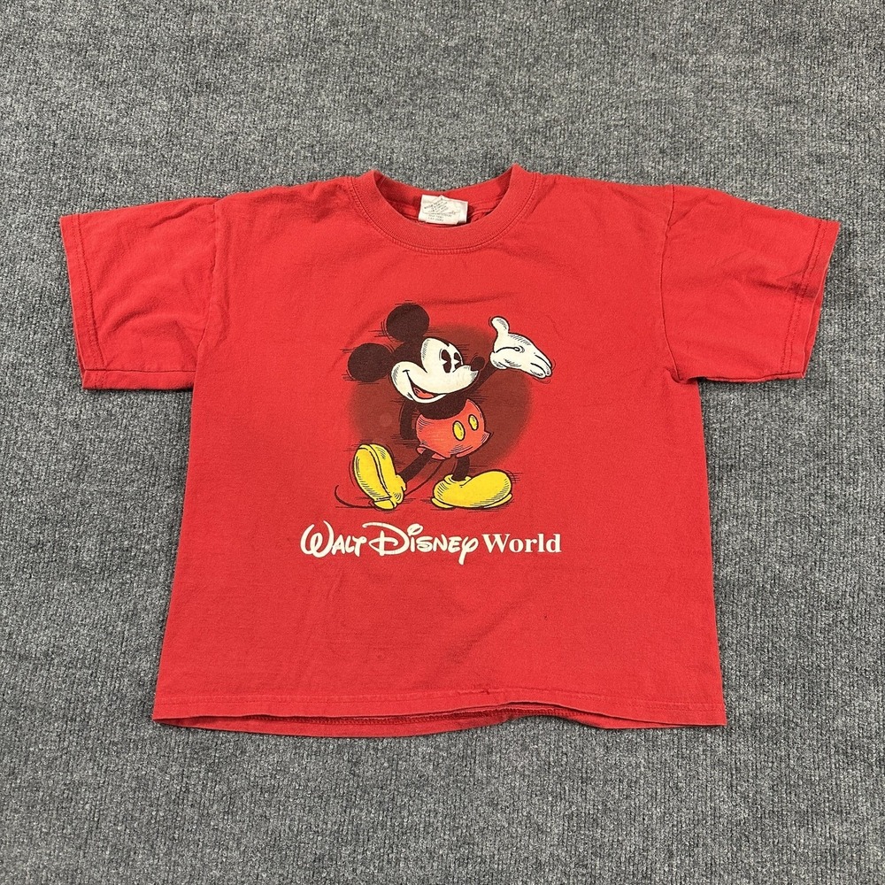 Walt Disney World Shirt Kids Medium Red Mickey Mouse Graphic Tee‎ T-Shirt